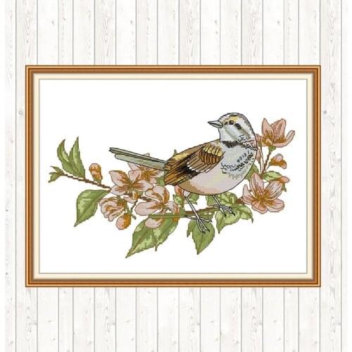 Branch Bird 2 Counted Cross Stitch Sets Sale DIY Needlework Sets 14CT Handmade Embroidery Thread Set 11CT Printed on Canvas DIY