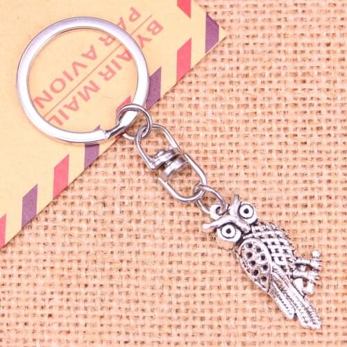 New Fashion Keychain 33x15mm owl standing branch Pendants DIY Men Jewelry Car Key Chain Ring Holder Souvenir For Gift
