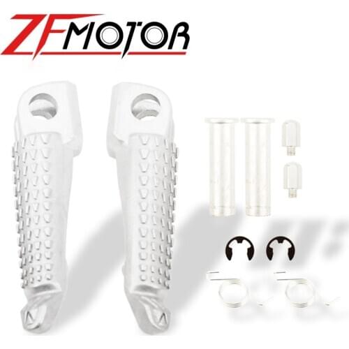 Front Footrests Foot pegs For Kawasaki Ninja ZX6R ZX10R ZX-6R Z1000 Z750 ER6F 06-13 09-10 04-11 Aluminum Silver Black Motorcycle