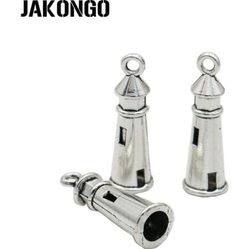 JAKONGO Antique Silver Plated Castle Charms Pendant for Jewelry Making Bracelet Accessories DIY Handmade 25x7mm 20PCS/lot