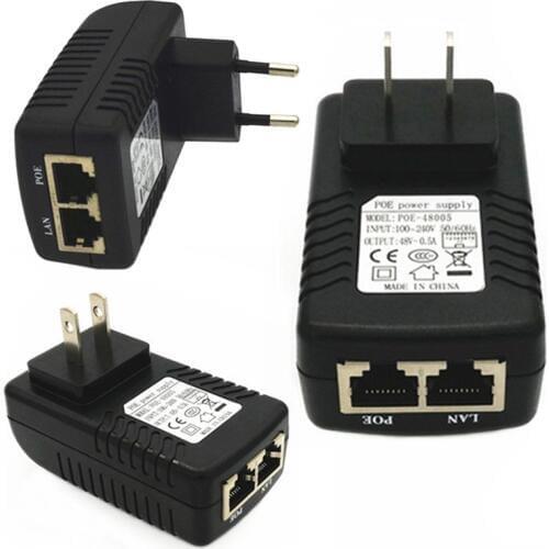 CCTV 48 V 0.5A POE Wall Plug Poe Injector Ethernet Adapter Converter Ip Camera POE Phone Power Supply US EU Plug Dropship