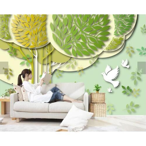 Latest 3D mural,Beautiful and fresh abstract tree papel de parede,hotel coffee shop living room sofa TV wall bedroom wallpaper