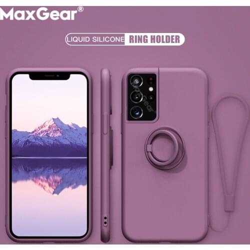 Ring Holder Magnetic Case For Samsung Galaxy S21 Ultra S20 FE S10 Plus Note 20 S 21 A51 A71 A50 Soft Liquid Silicone Stand Cover