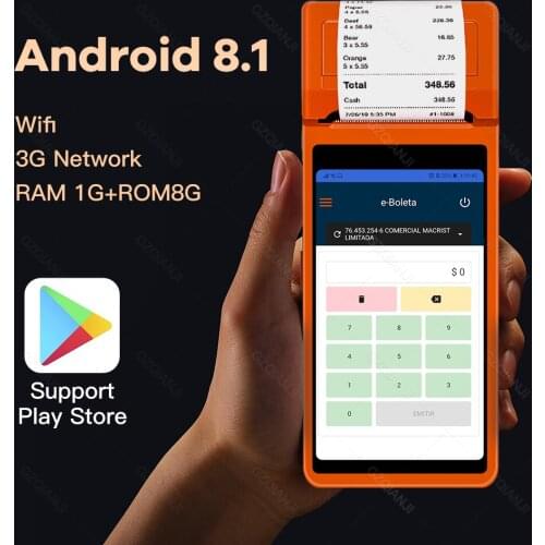 GOOJPRT Handheld POS Terminal Android 8.1 PDA With 58mm Bluetooth Thermal Receipt Printer 3G WiFi Mobile Order POS Terminal