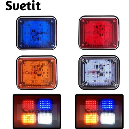 2Pcs 12V 24V LED Police Lights Red Blue Strobe Flash Light Motorcycle Fire Truck Ambulance Warning Signal Flashing Lamps