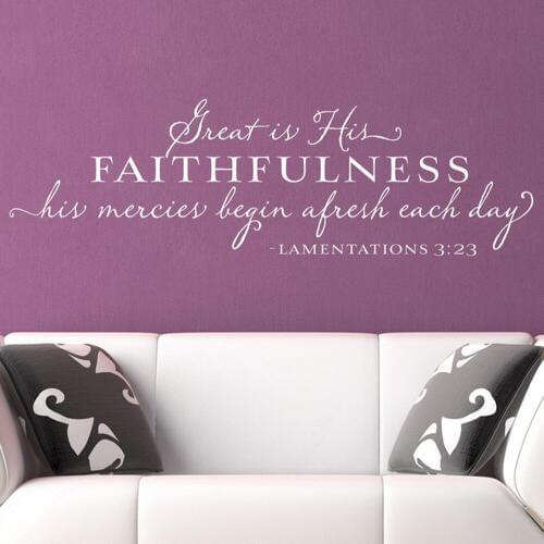 Great is His Faithfulness Inspirational Wall Decal Scripture vinyl Wall sticker Bible Verse Lamentations Christian Quote G415
