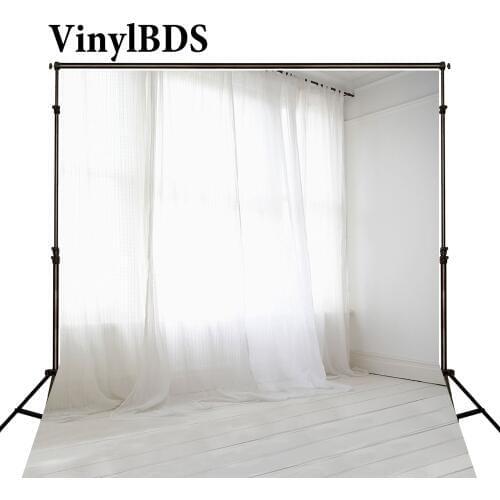 VinylBDS Wedding Photography Backdrop Window White Wall Children Photo Background Mooden Floor Curtains Photo Studio Backdrop