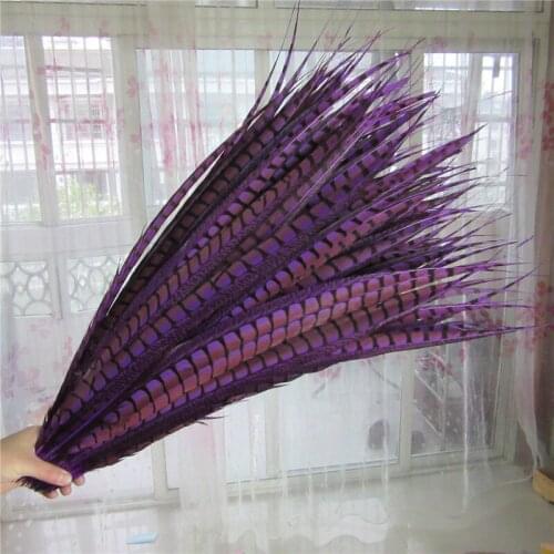 Factory 20pcs/lot High Quality Purple Pheasant Tail Feathers 27-40inches /67-100CM Accessories Dancers Christmas DIY Plume