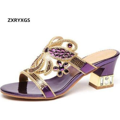 Promotion 2020 New Summer Open Shoes Rhinestone Slippers Women Summer Sandals High Heels Summer Fashion Sandals Women Slippers