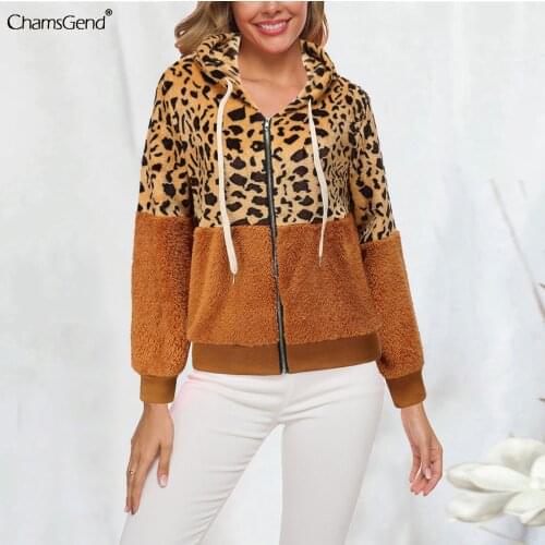 Leopard Patchwork Women Teddy Coat Autumn Hooded Fluffy Plush Winter Faux Fur Jacket Coat Women Coat Fur Sweater Hoodie 2021 New