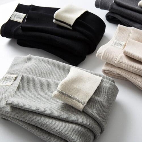 2020 Winter New Plus Velvet Thickened Leggings Womens Outer Wear Pure Cotton Thread Lamb Velvet Nine-point Warm Pants Are Thin