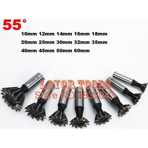 1PCS 55 Degree 10mm 12mm 14mm 16mm 18mm 20mm 25mm 30mm 32mm 35mm 40mm 45mm 50mm 60mm 55 Degree Dovetail Cutter End Mill Milling