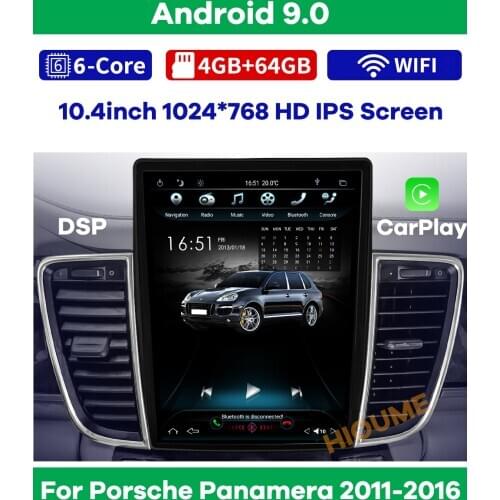 10.4'' Android 9.0 Verticial Screen Car Multimedia Player for Porsche Panamera 2011-2016 GPS Navigation Video Radio DSP CarPlay