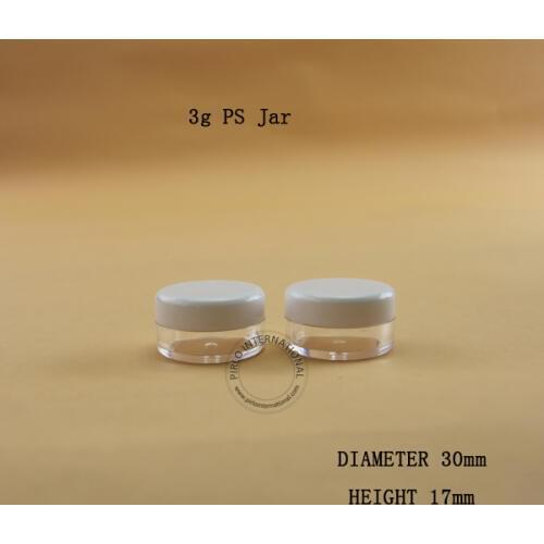 100pcs 3g Empty Plastic Jar With White Lid Small Cosmetic Sample Jar 3ml Mini Container Pots For Eye Shadow Nail Art Powder Kits