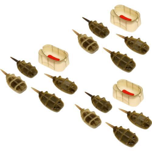 12x In-line Method Fishing Feeders Bait Cage - 4 Feeders 15/20/25/35g Mould