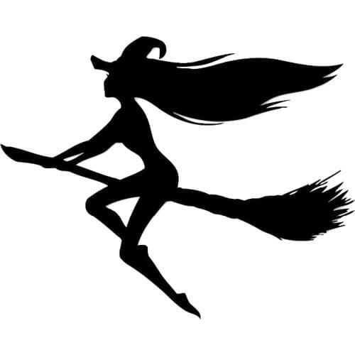 14.6*11.7CM Hot Sexy Halloween Witch Car Stickers Vinyl Decals Covering The Body Black/Silver C7-0846