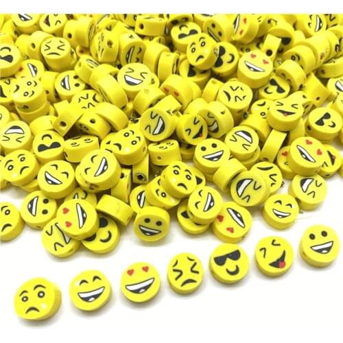 30pcs/Lot 10mm Expression Smiley Beads Clay Spacer Beads Polymer Clay Beads For Jewelry Making DIY Handmade Accessories