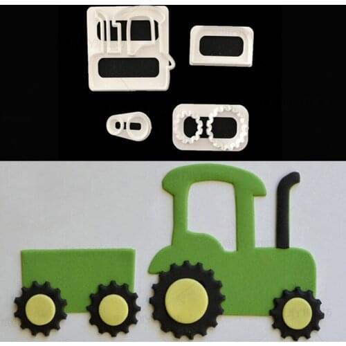 4Pcs/set Tractor Car Shaped Fondant Biscuit Cutting Molds Cookie Mould Tools Cake Decorating Candy Tools Sugar Printing Die Mold