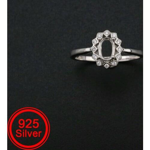 4x6MM Oval Prong Ring Settings Blank Rose Gold Plated Solid 925 Sterling Silver DIY Pave Shank Bezel Tray for Gemstone 1222039