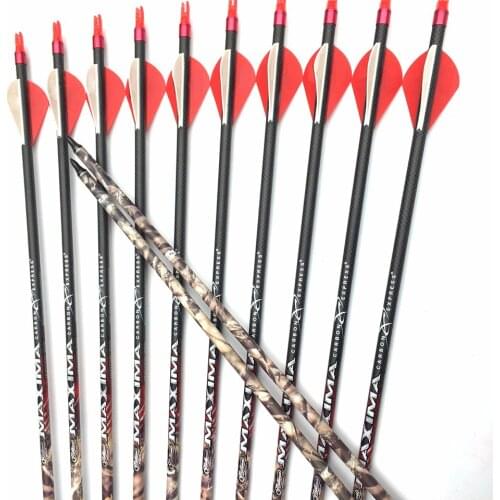 6/12pcs Archery Carbon Arrows Spine400 1k Weave ID6.2MM 32inch Point 75gr Camouflage Arrows for Compounds Bow Hunting
