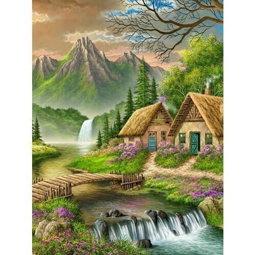 MM 14/16/18/28 CROSS STITCH Full Round Drill 5D DIY Diamond Painting " L2025 Scenic Landscape " 3D Embroidery Cross Stitch