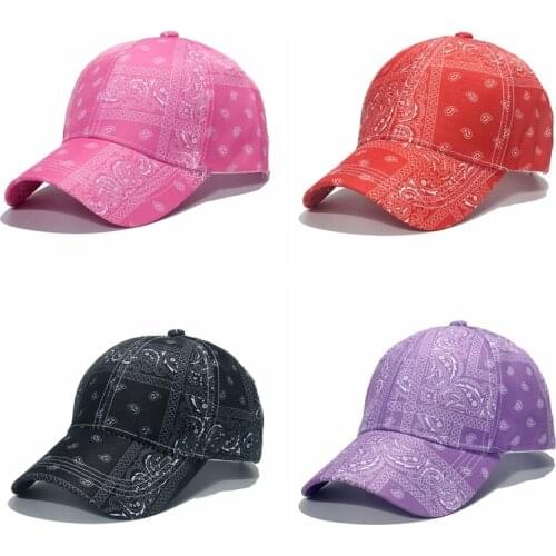 FOXMOTHE New Hip Hop Adjustable Black Red Paisley Baseball Caps Dad Hats Women Mens