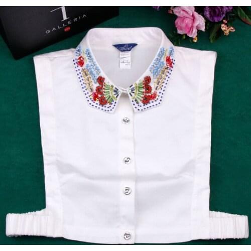 Handmade Beads Fake Collar for Women Shirt Detachable Lapel False Blouse Collar Half Shirt Lapel Clothes Accessories
