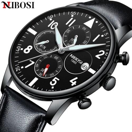NIBOSI 2020 Gold Mens Watches Quartz Watch Wristwatch Fashion Luxury Waterproof Chronograph Date Display Clock Relogio Masculino