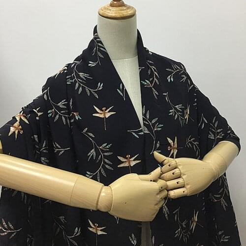 Black 100% pure silk crepe de chine fabric for girls leisure dress and skirt,SCDC1406