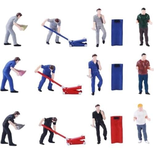 1 Set Repair Worker Doll Action Figures Sand Tabl Scene Accessories 1:64 Miniatures Repair Worker Sand Table Character Model Toy