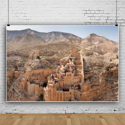 Hillside Characteristic Stone House Backdrops Photos Background Decors for Landscape Portrait Photography Props