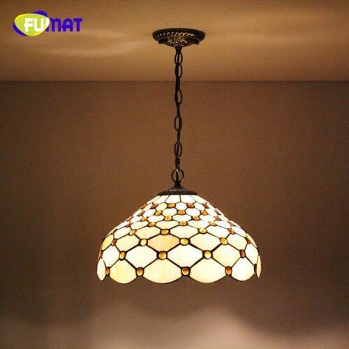 FUMAT European creative retro romantic Yellow Bottom Dragonfly Flower Art Tiffany Stained Glass restaurant chandelier 30CM
