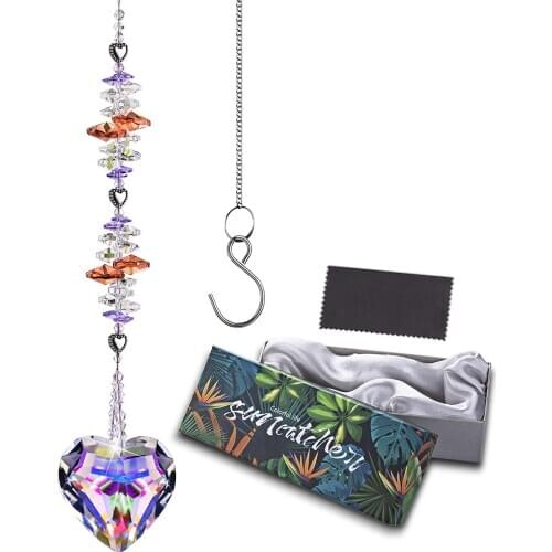 H&D Window Hanging Prisms Suncatcher Rainbow Maker Crystal Heart Shape Pendant Wedding Party Home Christmas Tree Decor Gift