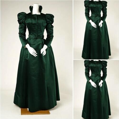 Historical Customer-made Green Vintage Costumes Renaissance Dress Steampunk dresses Gothic Cosplay Halloween Dresses C-1226
