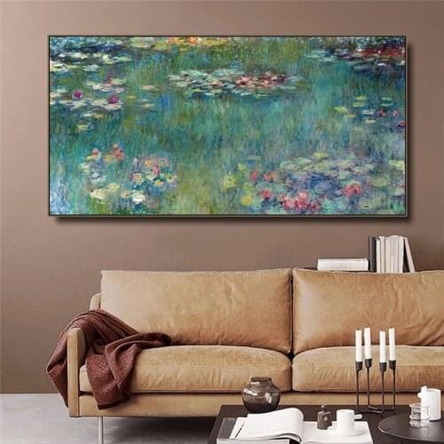 Claude Monet Water Lotus Canvas Paintings Reproduction Impressionist Art Posters and Print Wall Pictures for Home Decoration