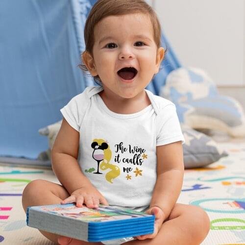 The Wine It Calls Me Letters Printing Newborn Jumpsuit Summer Disney New Kawaii Dropship White Infant Bodysuits Harajuku Comfort