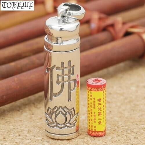 Handcrafted Ghau Box 925 Silver Tibetan OM Mantra Gau Box Pendant vintage sterling silver Lotus Buddhist Prayer Box Pendant