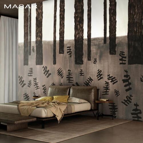 MASAR Creative abstract art murals imitation hand-painted trees childrens bedroom background wall wallpaper Fantasy forest