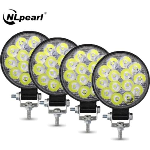NLpearl Mini 42W 48W LED Work Light Bar Spotlight 12V 24V LED Bar Offroad 4X4 for Jeep Truck Car 4WD SUV ATV Tractor Excavator