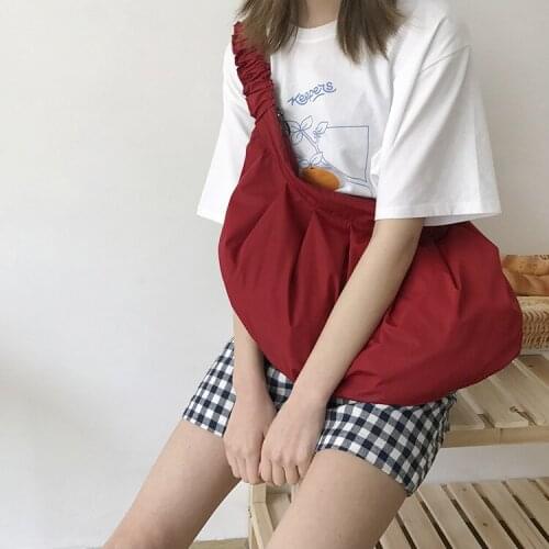 2020 printed dress messenger bag Women Foldable Reusable Shopping nylon Bag Eco Handbag Beach Big Canvas Shoulder Bag Tote red