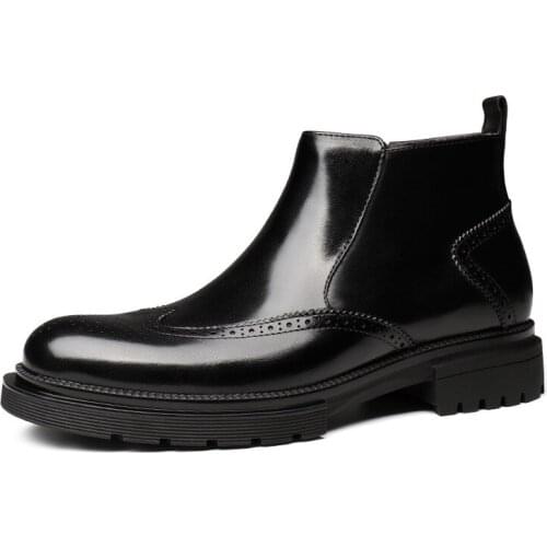 Handmade Men Ankle Boots Casual Leather Shoes Western Cowboy Boots Waxing Process Wedding Office Dress Brogue Boots Men