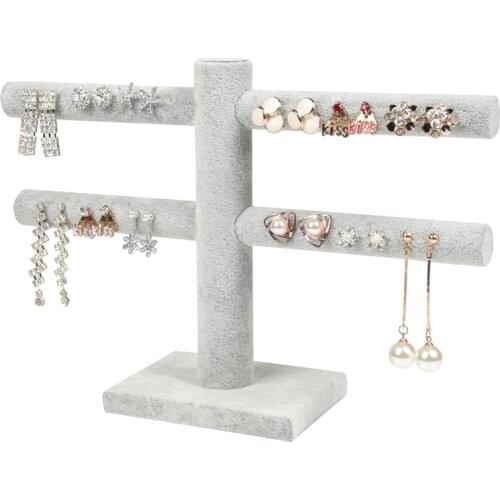 Gray Jewelry Display Shelf Earrings Ring Holder Stud Earring Accessories Storage Rack Jewelry Ring Display 24.8x17x7.5cm