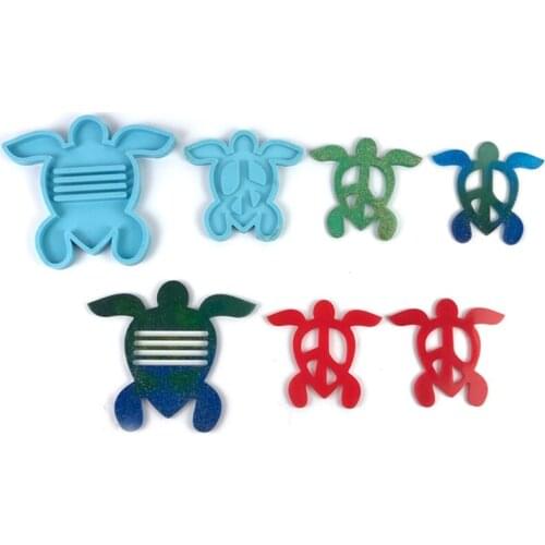 R58E 5 Pcs/Set Tortoise Coaster + Stand Epoxy Resin Mold Cup Mat + Holder Silicone Mould DIY Crafts Home Decoration Tool