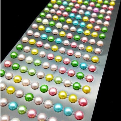 7mm Colorful Pearls Stickers Self Adhesive Beads For Diy Decal Mobile Cups Stickers Craft Diy Kids Toys Scrapbook Accessories