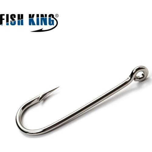 FISH KING Fishing Hook 10-20# 100pcs Soft Lure Hooks Long Shank Ringed Baitholder Wobbler Jig Head Carp Worm Vissen Anzuelos GAG