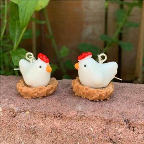Chicken, Chick, Nest & Egg Earrings Drop Earrings Kitsch/Kawaii/Sweet/Kitsch