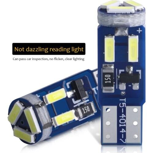 10PCS T5 W3W W1.2W LED Lamp 27 74 86 206 7SMD 4014 Car Dashboard Instrument Light Auto Wedge Warming Indicator Wedge Lights 12V