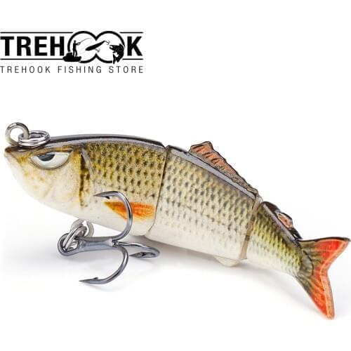 TREHOOK 65mm 4.4g Mini Swimbait 3-Segments Jointed Bait for Pike Wobblers Fishing Lure Sinking Artificial Bait Hard Crankbait