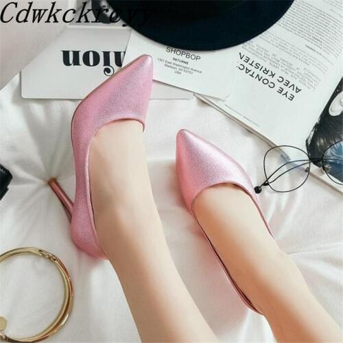 Spring Autumn New pattern fashion Cusp temperament High-heeled Waterproof Women Shoes Golden silvery banquet marry Women Shoes