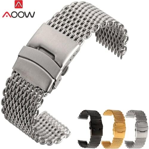 18mm 20mm 22mm 24mm High Quality Universal Milanese Watchband Stainless Steel Folding Buckle Bracelet Band Strap Accessories